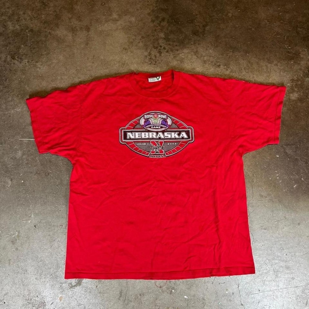 2002 Nebraska Huskers red Rose Bowl National Championship Game tee men's XXL